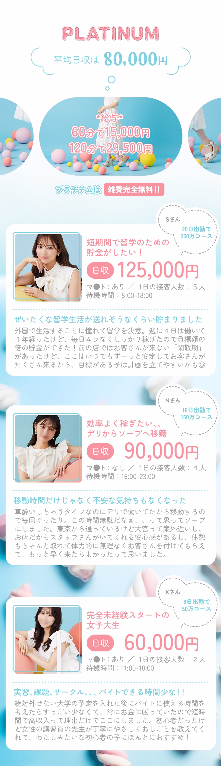 プラチナムの平均日収は8万円